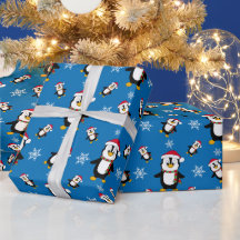 Weihnachts-Winter-Pinguin auf Custom Blue Backgrou