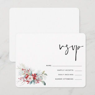 Weihnachts-Winter Poinsettia Berries Wedding RSVP