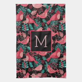 Weihnachts Winter Red Bird Berries Urlaub Geschirrtuch