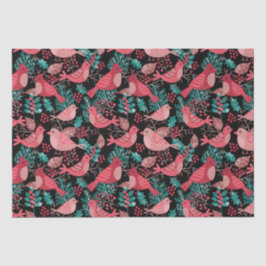 Weihnachts Winter Red Bird Berries Urlaub Seidenpapier