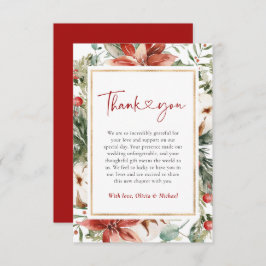 Weihnachts Winter Red Green Gold Hochzeit Dankeskarte