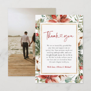 Weihnachts Winter Red Green Gold Hochzeit Dankeskarte
