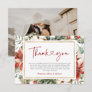 Weihnachts Winter Red Green Gold Hochzeit Dankeskarte