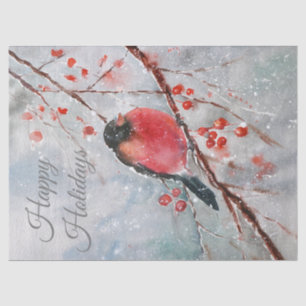 Weihnachts Winter Red Robin Bird Wasserfarbe Seidenpapier