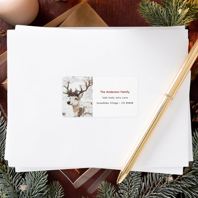 Weihnachts-Winter-Rentieradresse Adressaufkleber (Von Creator hochgeladen)