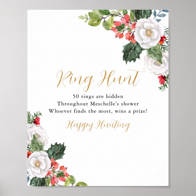 Weihnachts-Winter-Ring Hunt Brautparty Game Poster (Vorne)