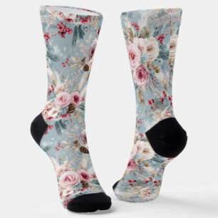 Weihnachts-Winter-Rosen-Wunderland Socken