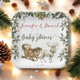 Weihnachts Winter Santa Baby Red Green Baby Dusche Pappteller