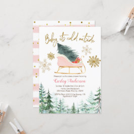 Weihnachts-Winter-Schlittenbaby ist draußen kalt Einladung