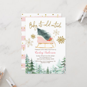 Weihnachts-Winter-Schlittenbaby ist draußen kalt Einladung