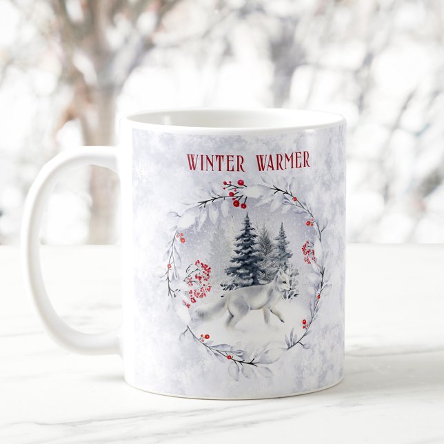 Weihnachts-Winter-Schnee Arctic Fox Name Kaffeetasse (Christmas Winter Snow Arctic Fox Name Coffee Mug)