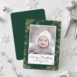 Weihnachts Winter Schneeflocken   Gold Elegantes F Feiertagskarte