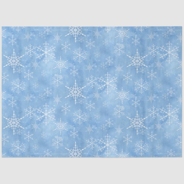 Weihnachts Winter Schneeflocken Hand Drawing Blue  Seidenpapier (Vorderseite)