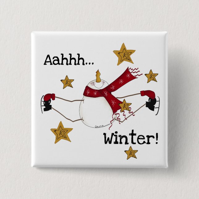 Weihnachts Winter Snowman Button (Vorderseite)