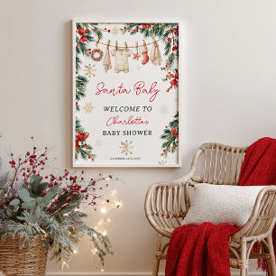Weihnachts-Winter-Wäscheleine Santa-Baby-Party Poster