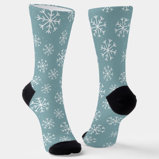 Weihnachts Winter Weiße Schneeflocken Socken (Gewinkelt)