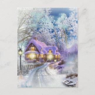 Weihnachts Winter Wonderland Hütte Urlaub Feiertagspostkarte