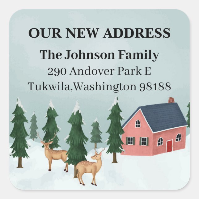 Weihnachts Winter Wonderland Moving Quadratischer Aufkleber (Vorderseite)