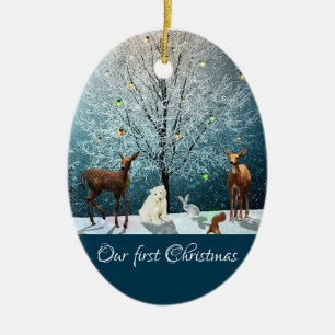 Weihnachts Winter Wonderland Wildlife Keramik Ornament