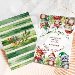 Weihnachts Winter Woodland Animals Kinderdusche Dankeskarte