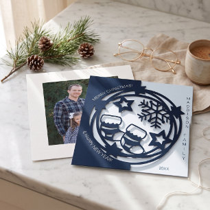 Weihnachts-Winter-Wunderland-Foto-Faux-Papierschn Feiertagskarte