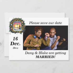 Weihnachts-Winter-Wunderland-Kranz-Foto Save The Date