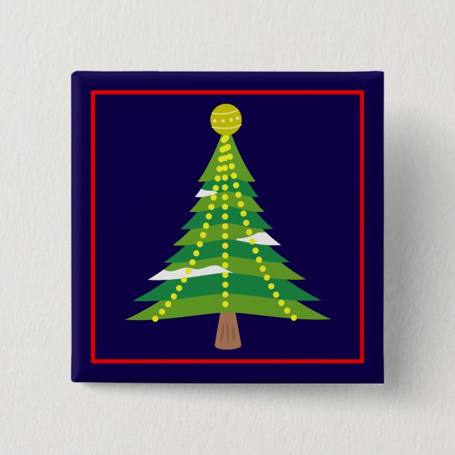 Weihnachts-Winterbaum mit Lichtern-15044 Button (Vorderseite)