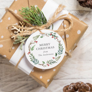 Weihnachts-Winterbeeren-Kranz mit individuellem Fa Geschenkanhänger