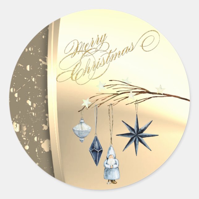 Weihnachts-Winterdekoration Imitate Gold Runder Aufkleber (Vorderseite)