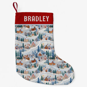 Weihnachts-Winterdorf bestickt Personalisiert Kleiner Weihnachtsstrumpf