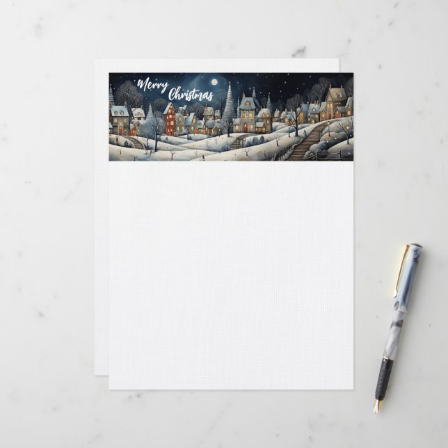 Weihnachts-Winterdorf Briefbogen (Vorderseite/Rückseite Beispiel)