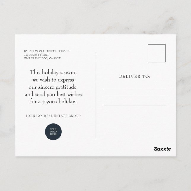 Weihnachts-Winterdorf | Happy Holidays Postkarte (Rückseite)