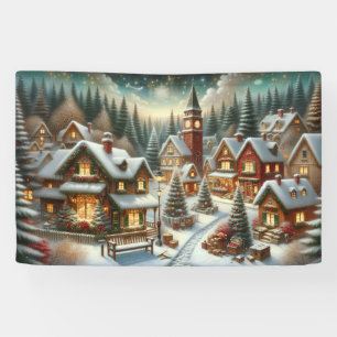 Weihnachts-Winterdorf-Hintergrund 1,2 m lang Banner