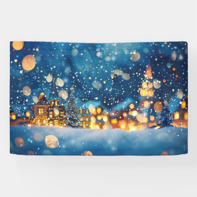 Weihnachts-Winterdorf-Hintergrund 1,2 Meter lang Banner (Horizontal)