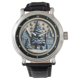 Weihnachts-Winterdorf Künstlerische Szene Armbanduhr