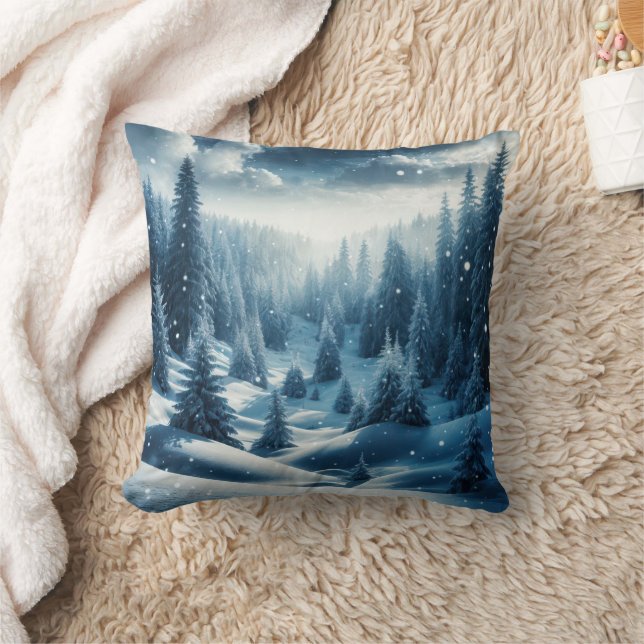 Weihnachts-Wintergebirgslandschaft Kissen (Decke)