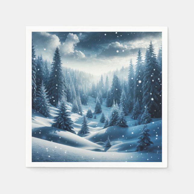 Weihnachts-Wintergebirgslandschaft Serviette (Vorderseite)