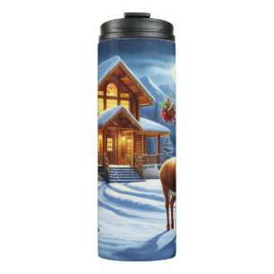 Weihnachts-/Winterhirsch Lodge Thermosbecher