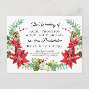 Weihnachts-Winterhochzeit verschoben Umschulung Postkarte