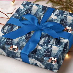 Weihnachts-Winterhütte im Wald Geschenkpapier