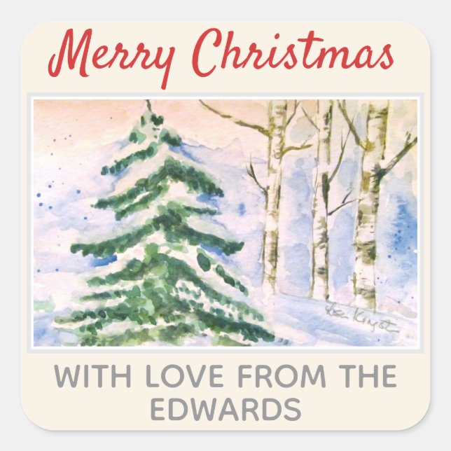 Weihnachts-Winterlandschaft (20) Quadratischer Aufkleber (Vorderseite)