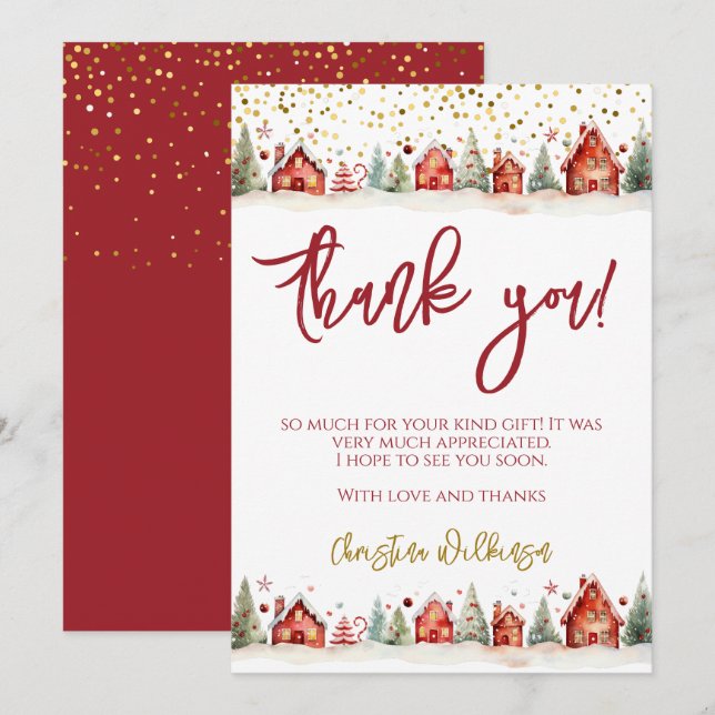 Weihnachts-Winterlandschaft Dankeskarte (Vorne/Hinten)