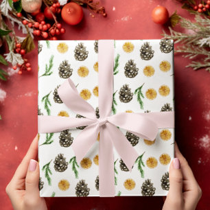 Weihnachts-Winterlemon Slice und Pinecone Geschenkpapier