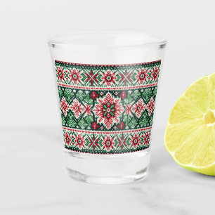 Weihnachts-/Wintermesse Rot & Grün Schnapsglas