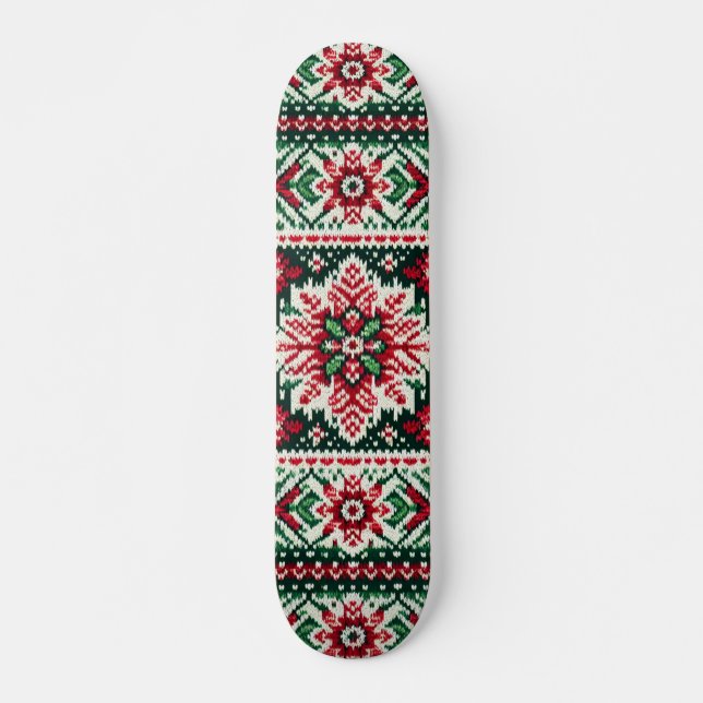 Weihnachts-/Wintermesse Rot & Grün Skateboard (Vorne)