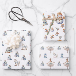 Weihnachts-Wintermuster Geschenkpapier Set