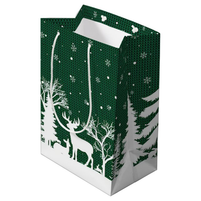 Weihnachts Winterschneebeutel Mittlere Geschenktüte (Rückseite Schrägansicht)