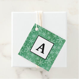 Weihnachts-Winterschneeflocken fallen grün Geschenkanhänger