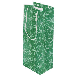 Weihnachts-Winterschneeflocken fallen grün Geschenktüte Für Weinflaschen