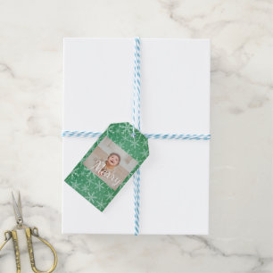 Weihnachts-Winterschneeflocken Fallendes Foto Geschenkanhänger